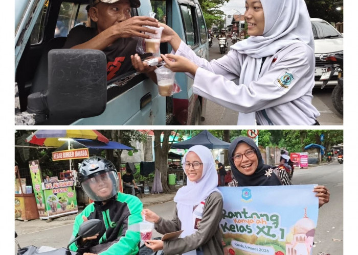 Siswa XI.1 SMAN 5 Cirebon Turun ke Jalan Tebar Takjil Lewat Program 'Rantang Ka’nyah'