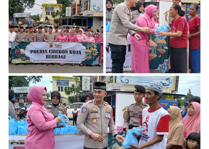 Ramadan 2026, Polres Cirebon Kota Turun ke Jalan Bagi Takjil dan Perbaiki Jembatan