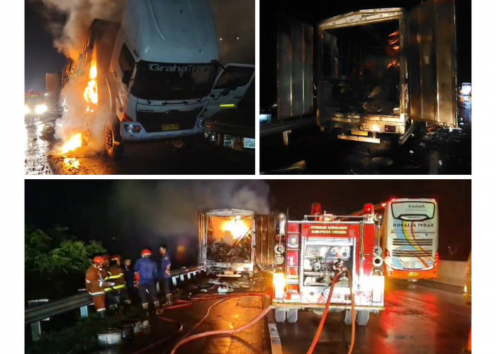 Truk Kontainer Ekspedisi Terbakar di Tol Kanci-Pejagan, Begini Kronologinya 