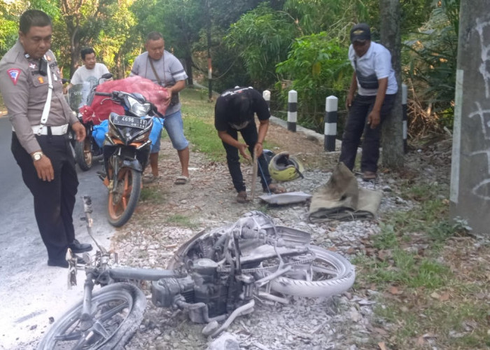 Korslet, Sebuah Motor Terbakar di Tanjakan Plangon Cirebon