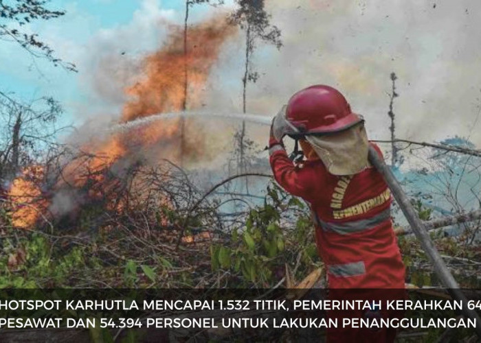 Hotspot Karhutla Indonesia Capai 1.532 Titik! Sebanyak 64 Pesawat dan 54.394 Personel Dikerahkan
