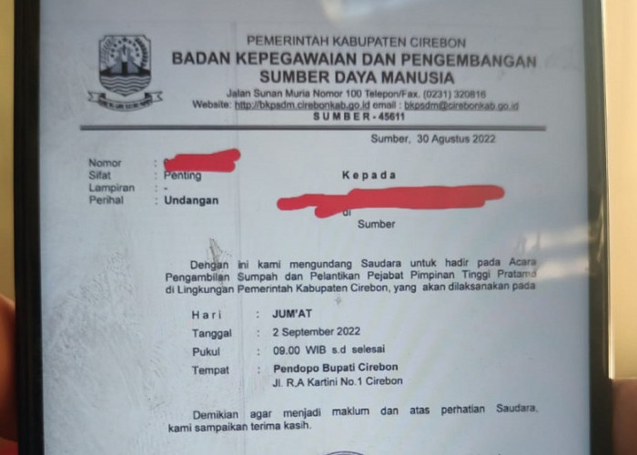 Hari Ini Pelantikan Sekda Kabupaten Cirebon, Jumat Keramat, Siapa yang Dilantik? Tunggu Sesaat Lagi