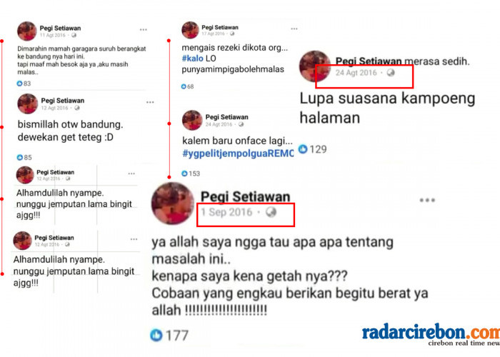 Status Facebook Pegi Setiawan Jadi Alibi, Ada di Bandung Mulai 12 Agustus 2016