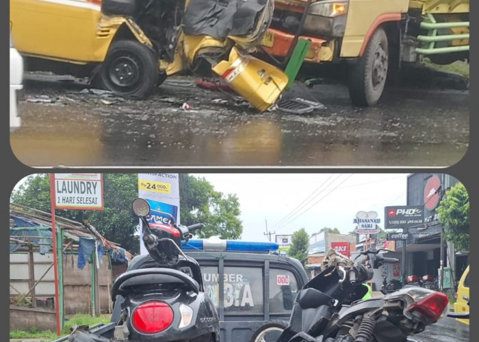 Gagal Nyalip, DumpTruk Tabrak 2 Motor dan Satu Mobil di Kemantren. 3 Orang Terluka 