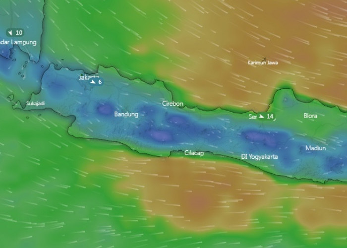 Kecepatan Angin di Kota Cirebon Saat ini, 15-20 Knot