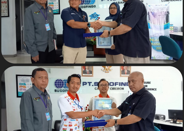 PT Sucofindo Cabang Cirebon Serahkan Sertifikat SMK3 Kepada Indofood CBP dan Pelindo 2 