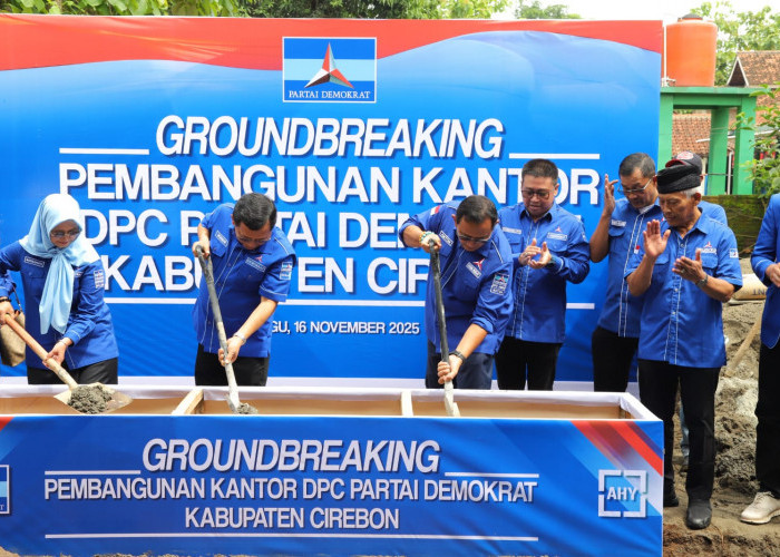 Groundbreaking Kantor Baru, Demokrat Cirebon Akhiri 'Nomaden' Puluhan Tahun