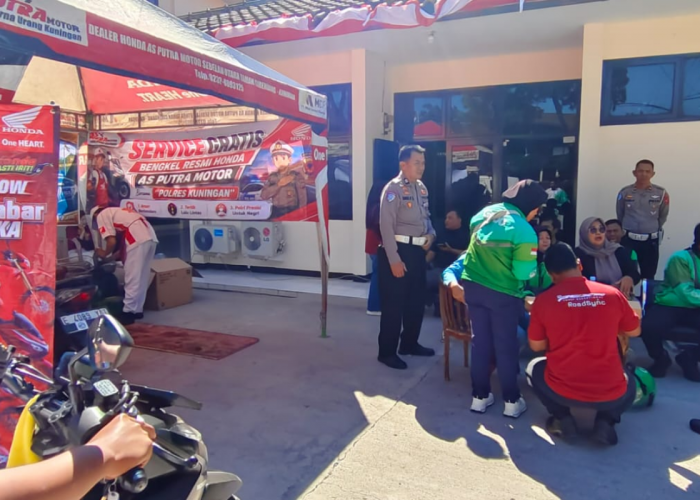 70 Ojol Kuningan Dapat Servis Motor dan Ganti Oli Gratis, Ada Pesan Penting dari Polisi