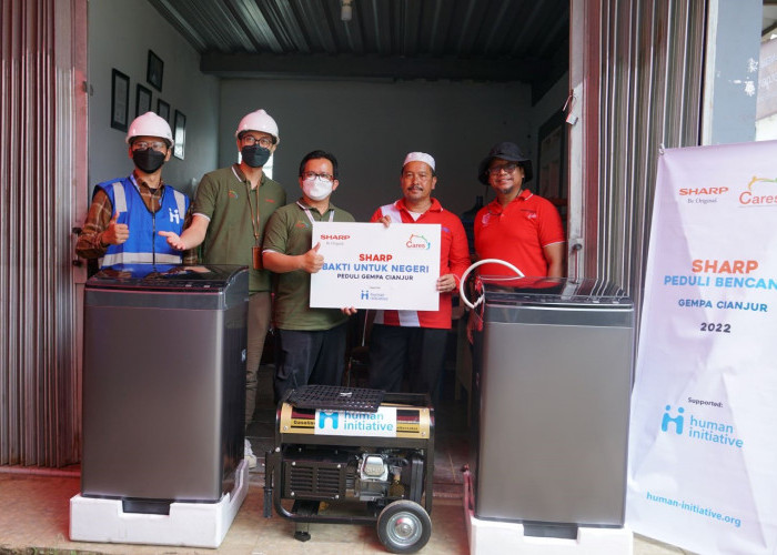Sharp Indonesia Bangun Fasilitas Sanitasi Bagi Pengungsi Gempa Cianjur