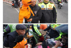 Unik! Polisi Cirebon Bagi Takjil dan Boneka untuk Pemudik di Pos Pam Pemuda