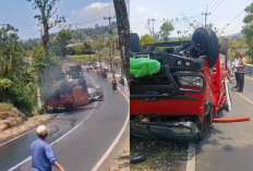 Mobil Damkar Terguling di Kuningan, Warga: Rek Mareuman Api, Tiguling!