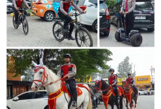Unik! Polisi Patroli Berkuda di Rest Area Tol Palikanci, Pemudik Jadi Aman